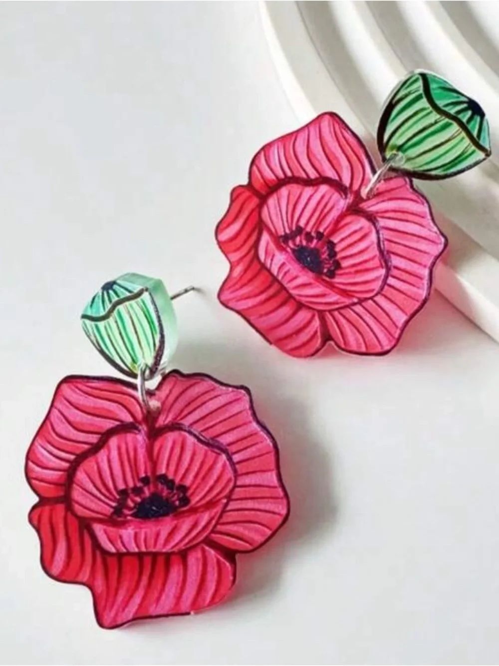 Pink Floral Drop Earrings N1510